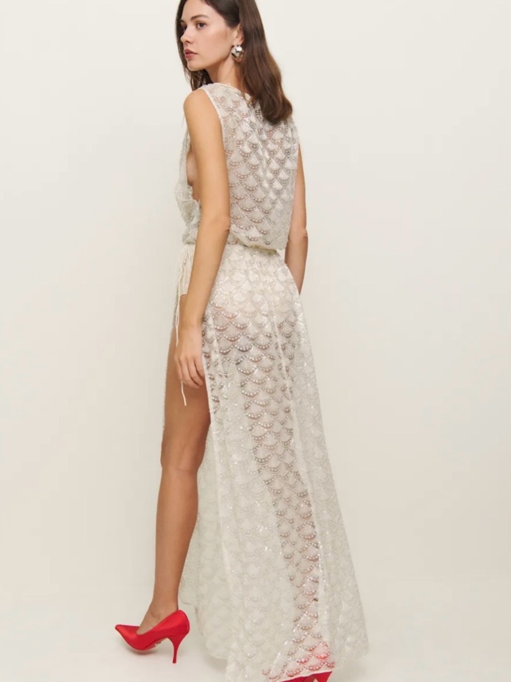 Reformation Champagne Beaded Maxi Dress - Picture 2 of 14
